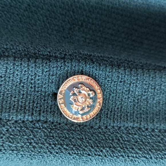 St John Collection Vintage green forest long blazer gold buttons Santana Knit M - Picture 7 of 7